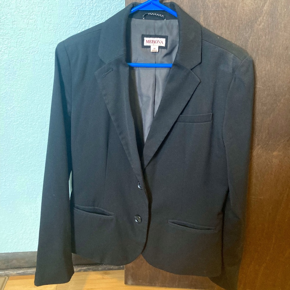 Merona Blazer Suit Jacket Black Size 10
